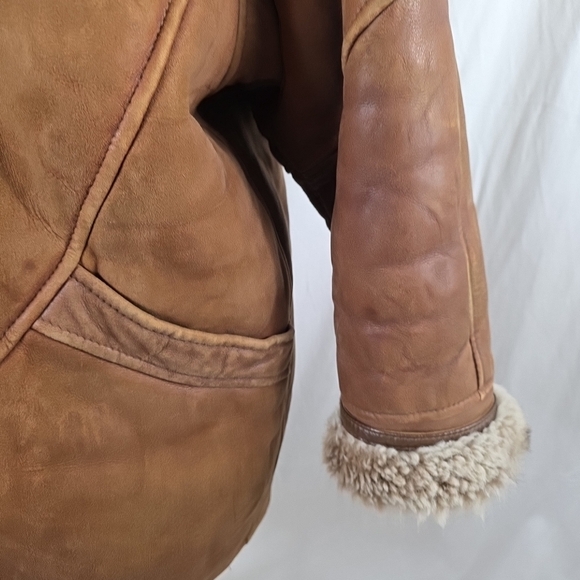 Vintage Brown Suede Penny Lane Bratz Womens Coat Jacket Faux Fur Large Teddy - Picture 4 of 16